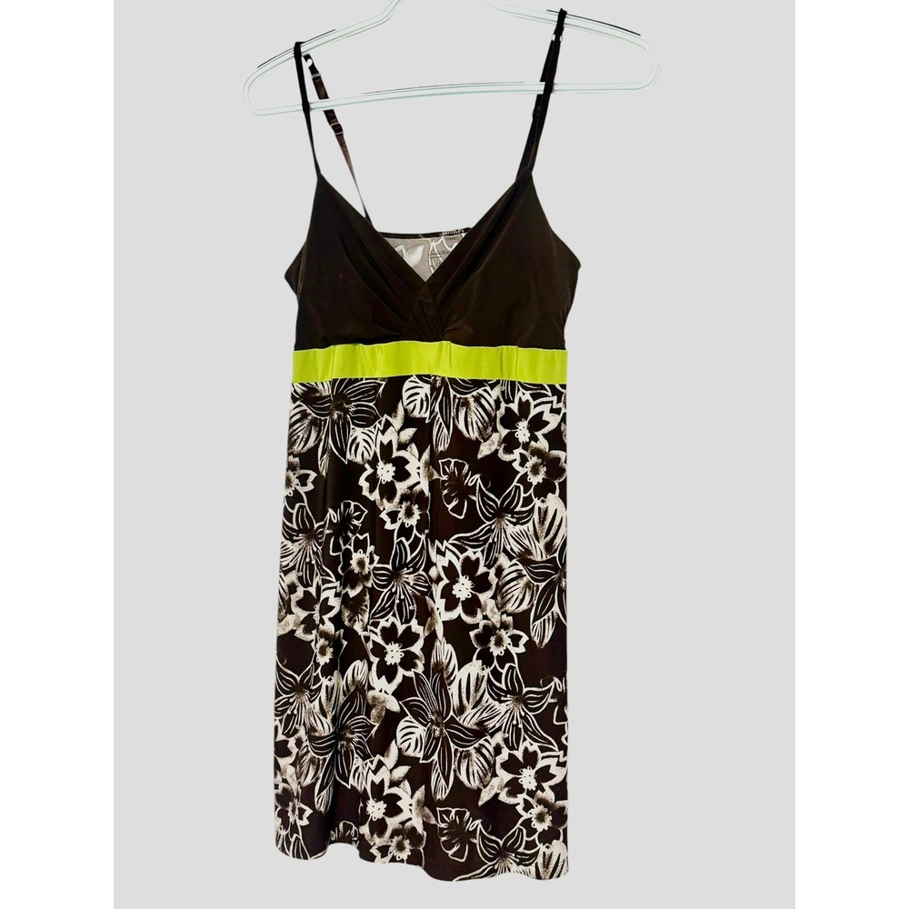 Secret Treasures Y2K brown‎ floral chemise slip nightie sz S coquette babydoll